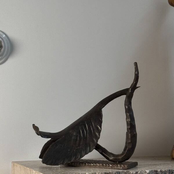 Mosiężna brutalistyczna rzeźba ptak, Niemcy, lata 70