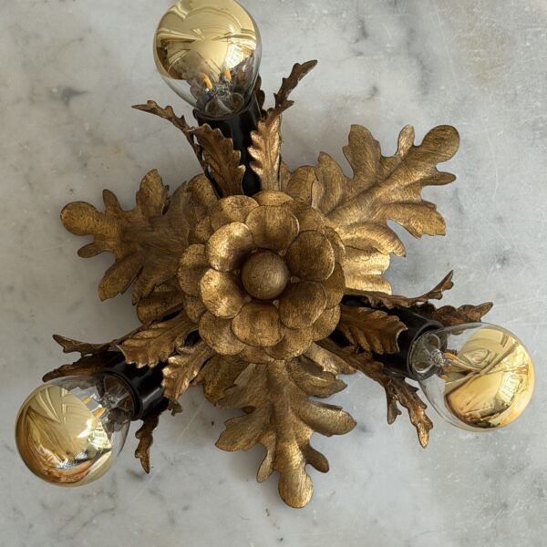 Pozłacana lampa ścienna/sufitowa Banci Firenze, Włochy, lata 60