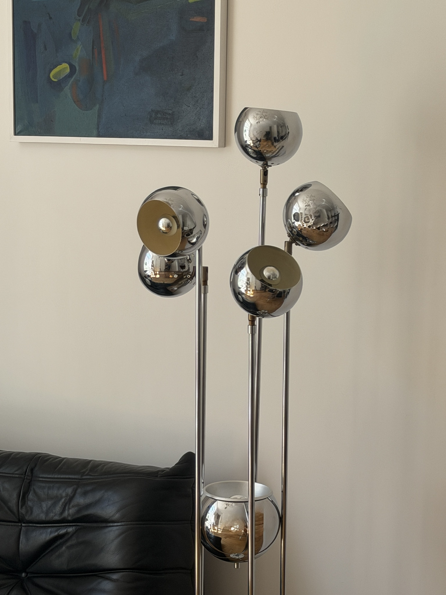 Chromowana lampa podłogowa w stylu 'space age', Niemcy, lata 70 - obrazek 3