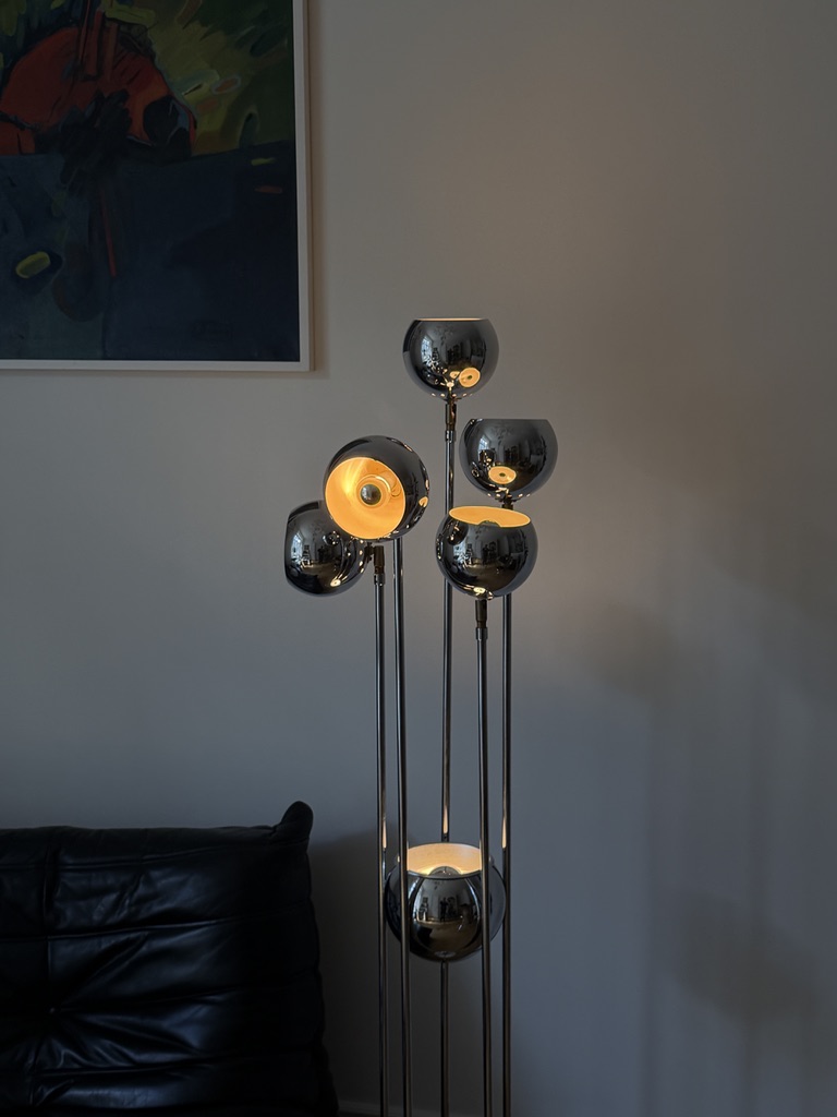 Chromowana lampa podłogowa w stylu 'space age', Niemcy, lata 70 - obrazek 6